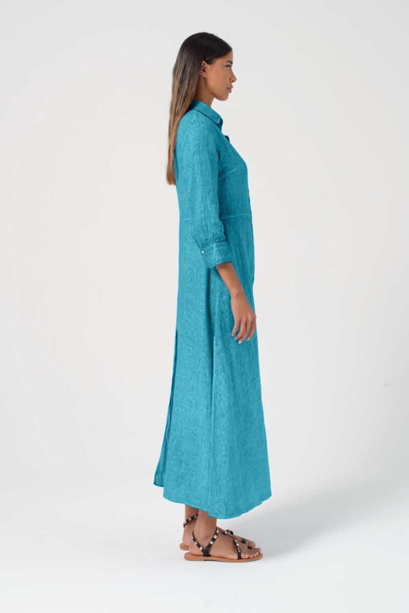areese Brooke Leinen-Kleid „Nettuno“ – Sommerliches Damen Shirtdress in Blau - Image 4